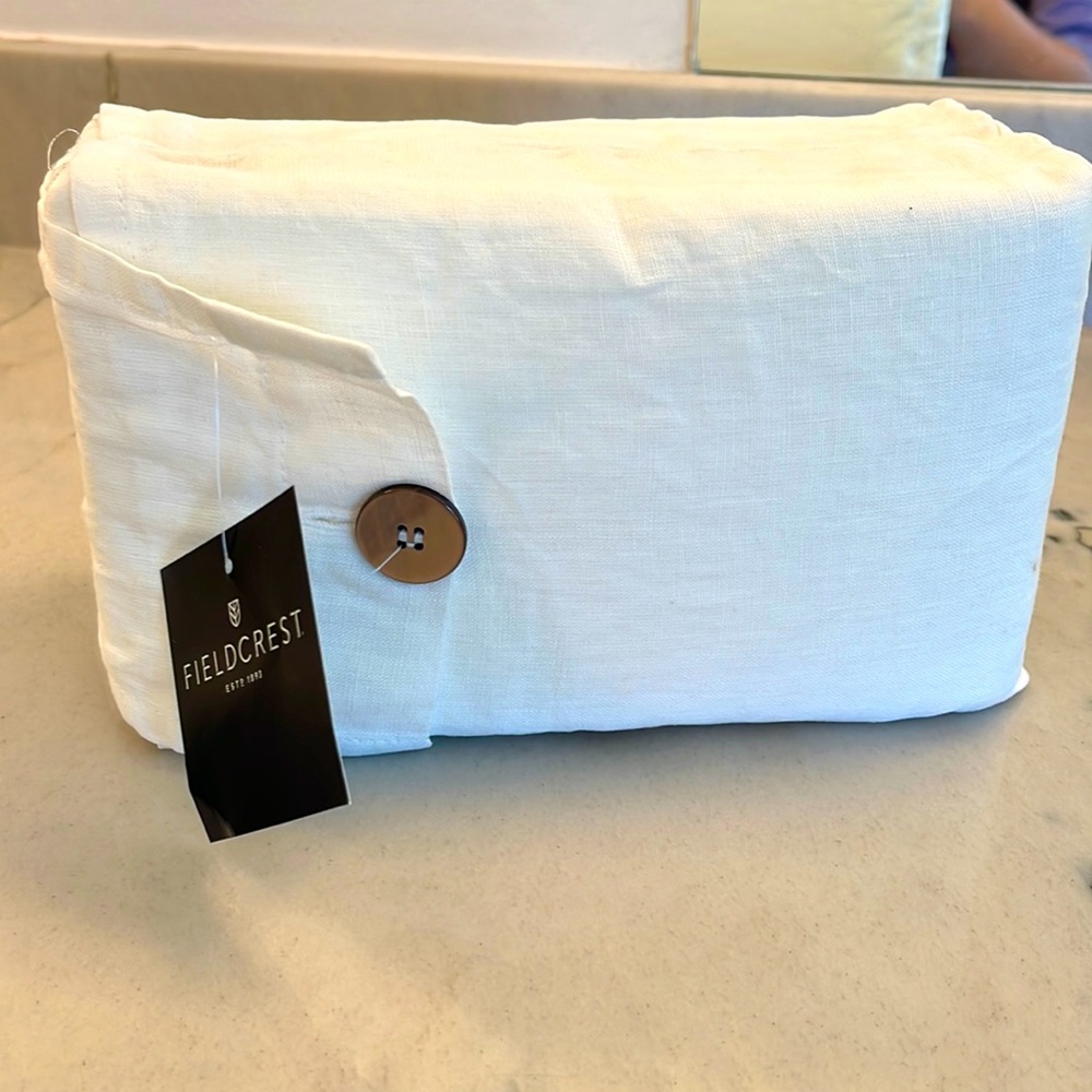 King bedskirt. White linen from Target